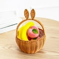 thumbnail image 5 of CuiLiyq Easter Basket with Handle, Easter Bunny Rattan Woven Basket, Picnic Basket with Rabbit Ear Decor, Easter Egg Candy Basket for Egg Hunt Party Supplies Easter Gift (Brown), 5 of 7