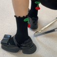 thumbnail image 2 of Yuanlong Womens Socks Ladies Sweet Styles Ruffle Cherry Pendant Mid Tube Cotton Socks Daily Gatherings Cute Medium Socks, 2 of 8