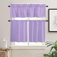 thumbnail image 2 of Purple Kitchen Curtains Set Small Half Curtains 24 Inches Length, Modern Pure Lavender Purple Rod Pocket Window Treatment Bedroom Tiers and Valance Set for Cafe Bathroom, 2 of 6