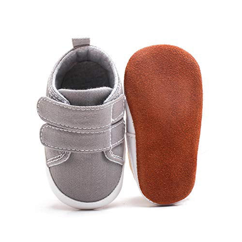 Delebao Baby Boys Girls Anti-Slip Lace Up Sneaker First Walkers Real Leather Shoes