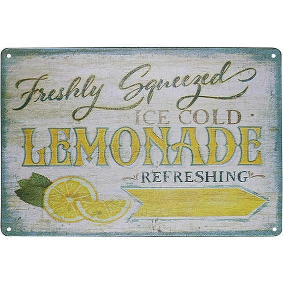 Retro Metal Tin Sign Freshly Squeezed Lemonade Rustic Metal Wall Plate Vintage Antique Tin Sign for Street & Home Bar Club Kitchen Wall Art Decor Plaque Signs 8"x 12"