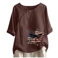 thumbnail image 2 of GaThRRgYP Going Out Tops for Women,Womens Plus Size Tops,Women's Cotton and Linen Printed T-shirt for Slimming and Casual Personality Printing Top for Women's Clothing Brown XXL, 2 of 3