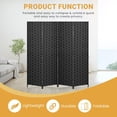 thumbnail image 4 of 4-Panel Room Dividers and Folding Privacy Screens Partition Walls Wooden Screen Portable Freestanding Privacy Wall for Home Office, Black, 4 of 9