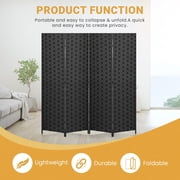 4-Panel Room Dividers and Folding Privacy Screens Partition Walls Wooden Screen Portable Freestanding Privacy Wall for Home Office, Black