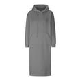 thumbnail image 4 of DTBPRQ Womens Sweatshirt Dress Hoodie Long Tunic Dress Solid Pullover Loose Sweater Hoodie Tops Plus Size, 4 of 6