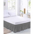thumbnail image 2 of Vintage Dark Gray Bed Skirt Queen Size, Farmhouse Retro Solid Color Linen Texture Wrap Around Bed Skirting with Adjustable Elastic Strap, Dust Ruffle Pleated Bedskirts 16 Inch Drop for Bedroom Beds, 2 of 9