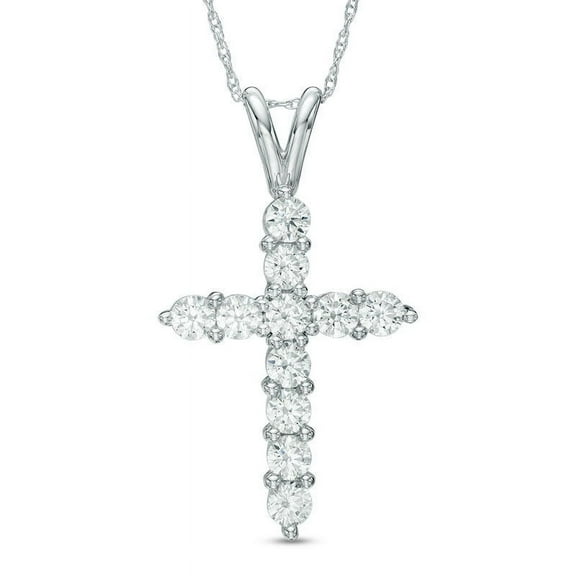 2.00 Carat Excellent Cut Natural DiamondUnique Religious Cross Necklace for Women 14K White Gold With 18 inches chain