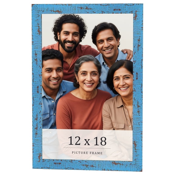 12x18 Frame Blue Solid Wood Picture Frame Width 1.125 Inches | Interior Frame Depth 0.5 Inches |