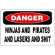 thumbnail image 1 of (Metal de aluminio) Letrero de metal Advertencia Peligro Ninja Láser Pirata $hit Decoración de pared para el hogar Bar Cueva Po Tamaño: 8 x 12 pulgadas, 1 of 4