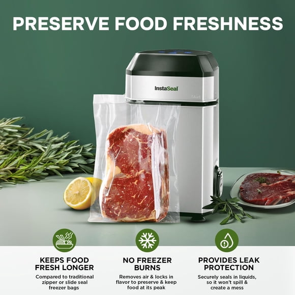 Scelleuse sous Vide InstaSeal 6030 Remise à Neuf, Machine Food Saver avec 12 Sacs, Conception Compacte Verticale pour Liquides et Conservation des Aliments
