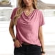 thumbnail image 2 of Camiseta de manga corta holgada informal lisa con cuello en V y cuello en V de verano para mujer OAVQHLG3B Store lin121212, 2 of 5