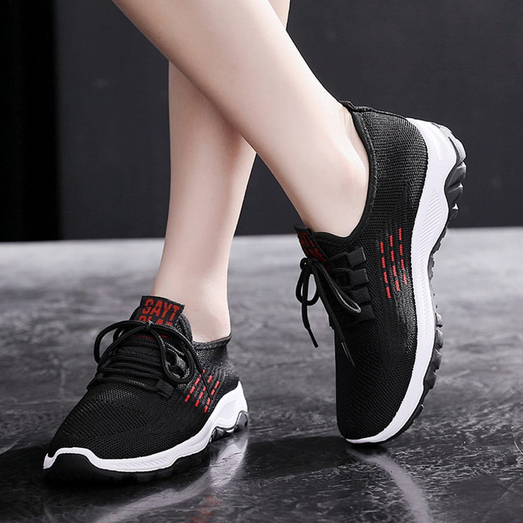 DAETIROS Womens Shoes Wide Width Solid color Sneakers Flyweaving Casual