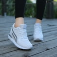 thumbnail image 2 of Womens Hidden Height Increasing Mid Top Fashion Sneakers Breathable Mesh Wedge High Heel Tennis Walking Shoes, 2 of 5