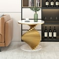 thumbnail image 3 of Homary Modern White Round Metal Side Table with Faux Marble Tabletop End Table, 3 of 11