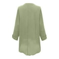 thumbnail image 5 of Breathable Linen Shirt for Summer Travel, 100 Percent Cotton Tops Women Spring ​Cotton Boho Short Sleeve Shirts Button Down Blusas Casuales De Mujer Bonitas Blouses Up Basic Green 3Xl, 5 of 5