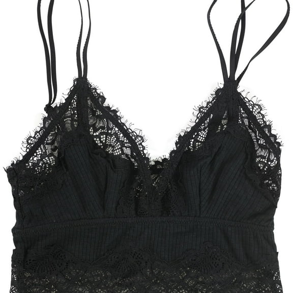 American Eagle Womens Lace Trim Bralette, Black, X-Small