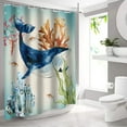 thumbnail image 4 of Vaidha Underwater Scene Shower Curtain Set with Fish & Reefs Design | 4-Piece Bathroom Decor | Waterproof PVC Fabric with Weighted Hem & Rust-Proof Grommets, 4 of 6