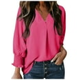 thumbnail image 1 of Vestido camisero holgado informal con cuello en V y mangas cortas para mujer - Mangas largas, estampado floral, mezcla de poliéster - Estilo para todas las estaciones, 1 of 5