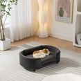 Scandinavian style Elevated Black Bent Wood Back Pet Sofa with Solid
