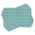 thumbnail image 1 of Ambesonne Turquoise Place Mats Set of 4, Retro Squared Rounds, Standard Size, Petrol Blue and White, 1 of 6