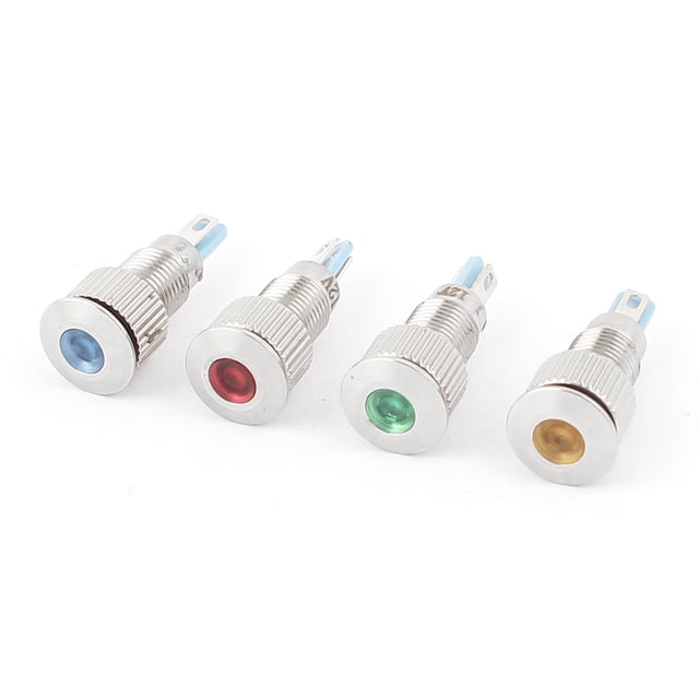 4 piezas 8mm Diámetro Del Hilo DC 12V Rojo Verde Amarillo Azul Indicador LED Luz