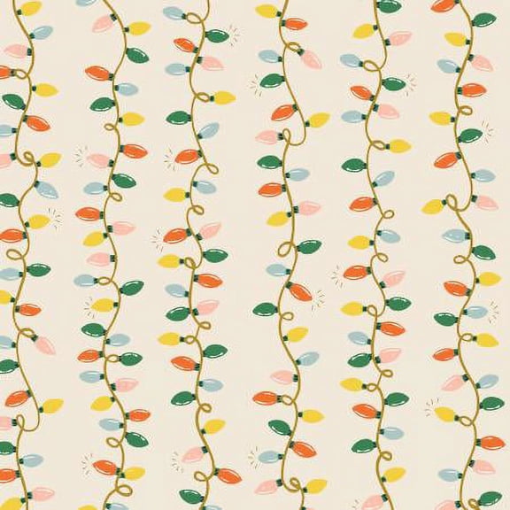 Holiday Lights Cream Metallic - Rifle Paper Co Holiday Classics quilt cotton Sold by the Quarter Yard