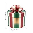 thumbnail image 2 of Christmas Decorative Storage Box, Round Ribbon Bow Gift Container for Holiday Parties, Red Green White Striped Metal Treat Box for Holiday Gifting and Decor, 2 of 3
