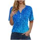 thumbnail image 1 of Blusas de Manga Corta para las Mujeres Impresas Cuello Redondo Casual Top, Blusa de Algodón de Imitación para el Hogar Y Diario, 1 of 6
