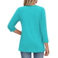 thumbnail image 4 of MOSHU V Neck Womens Tops 3/4 Length Sleeve Tops for Women Babydoll Tunic Dressy Casual Womens Plus Size Blouses, 4 of 12