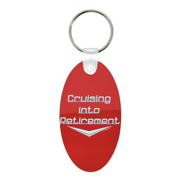 ThisWear Happy Retirement Party Supplies Classic Car Theme Cruising Into Retirement Aluminum Oval Keychain