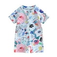 thumbnail image 2 of Miaouyo Baby Girls Boys 0 6 12 18 24 Months 2-3 Years Rash Guard Swimsuit Playsuits Watercolour Print Zipper Short Sleeve Sun Protection Bathing Suit, 2 of 10