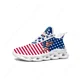 thumbnail image 1 of Zapatillas deportivas planas con bandera de EE. UU., rojas, azules y blancas, para hombre y mujer, con cordones y malla, hechas a medida., 1 of 6