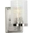 thumbnail image 5 of Fawcett Collection One-Light Brushed Nickel Clear Patterned Glass Transitional Bath Vanity Light, 5 of 9