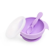 Bumkins Baby Silicone First Feeding Set w/ Bowl, Lid & Spoon for Ages 4 months  (Lavender)