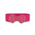 thumbnail image 1 of Cinturón elástico con botón a presión y adorno de lazo para mujeres Inspire Chic, color rosa caliente, talla única, 1 of 4