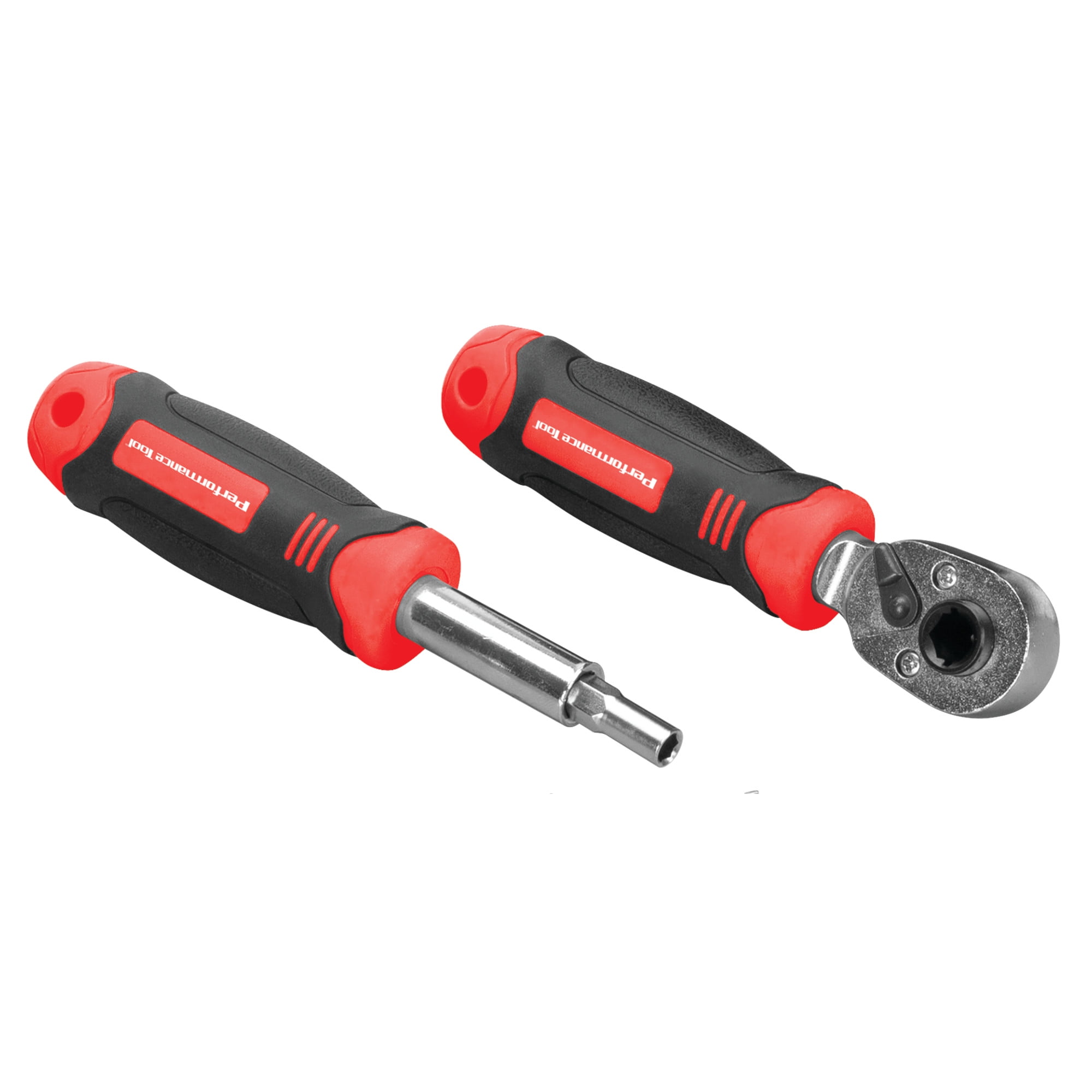Performance Tool W1745 78 Pc. Ratcheting Driver Tool Set, 1/4 in. Drive Ratchet, Bit Driver, Extensions, Bit Holders, Bits and Sockets, Storage Case, Red
