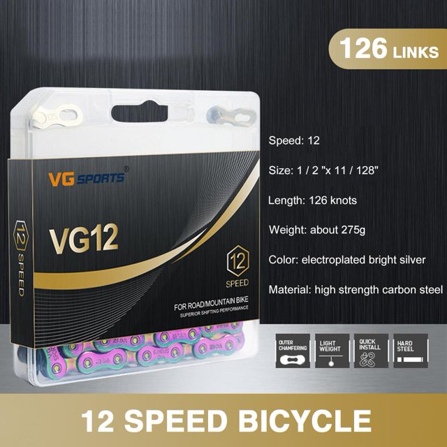 Cadena de bicicleta Cadena de bicicleta de acero VG Sports 12 Velocidad 12S 126L Cadena de ciclismo de bicicleta de carretera de montaña Barbie Nuevos Originales