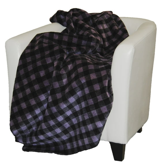 Denali Home Collection 16189572 Purple Black Buffalo Check With Black Microplush Throw