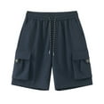 thumbnail image 2 of BiZtdJrK Gym Running Cargo Shorts for Men Big and Tall Drawstring Elastic Waist Straight Wide Leg Shorts Lightweight Ripstop Hiking Outdoor Shorts with Multi Pockets Navy XXXL, 2 of 8