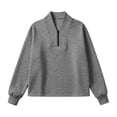 thumbnail image 4 of Sweatshirt for Women Pullover Lightweight Quarter Zip Collar Long Sleeved Loose No Hoodies Sweatshirt, 4 of 7