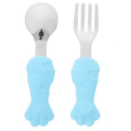 

1 Set Baby Eating Utensils With Silicone Handle Safe And Smooth Tableware