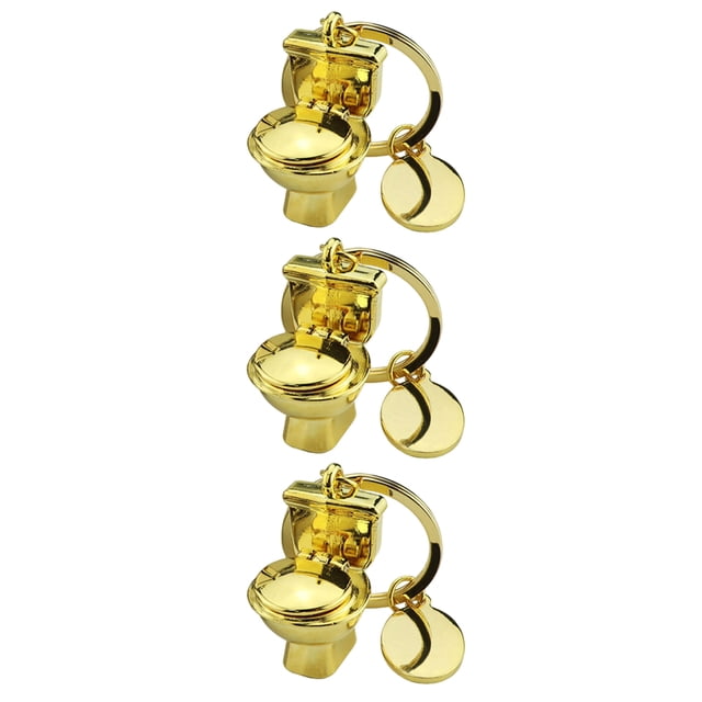 YSNOOWE 3Ud Llavero Original De Metal Con De Inodoro Dorado Para Llaves Y
