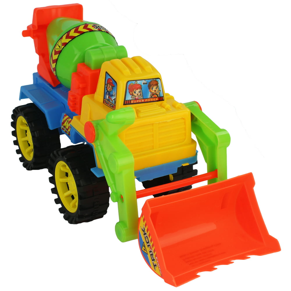 Kid's Pretend Play Construction Cement Mixer Toy Vehicle, Simply Push