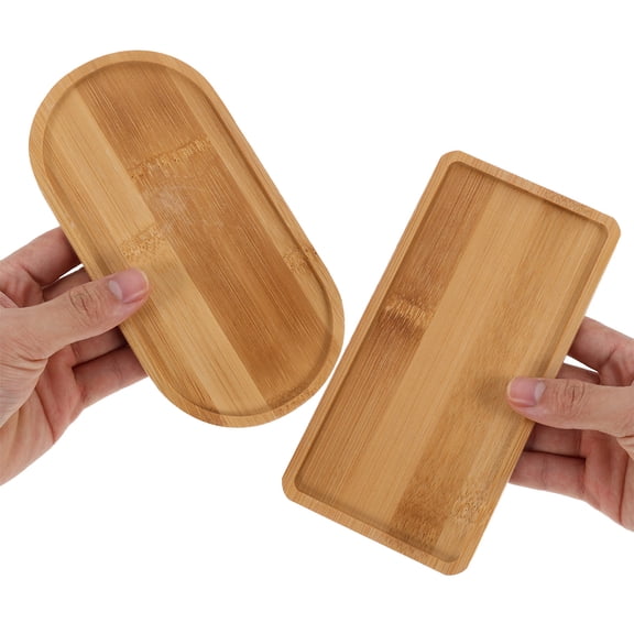 Milisten Set of 3 Wooden Vanity Trays, Rectangular Light Brown Wood Serving Trays for Coffee, Tea, and Household Use