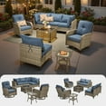 thumbnail image 3 of Ovios 8 Pieces Patio Furniture Outdoor Conversation Set Rattan Wicker Outside Sectional Sofa with Swivel Chairs & Solar Light Table, Denim Blue, 3 of 9
