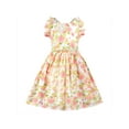 thumbnail image 1 of Robe Fille Rose Fleur Manches à Volants Croisée Princesse Vintage 3 Ans, 1 of 8