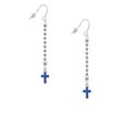 thumbnail image 2 of Delight Jewelry Silvertone Small Blue Crystal Cross - Silver-tone Long Sparkle Dangle French Earrings, 2 of 4