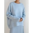 thumbnail image 6 of Women Long Sleeve Knit Sweater Jumper O Neck Tops Pullovers Casual Loose Sweater Light Blue One Size, 6 of 8