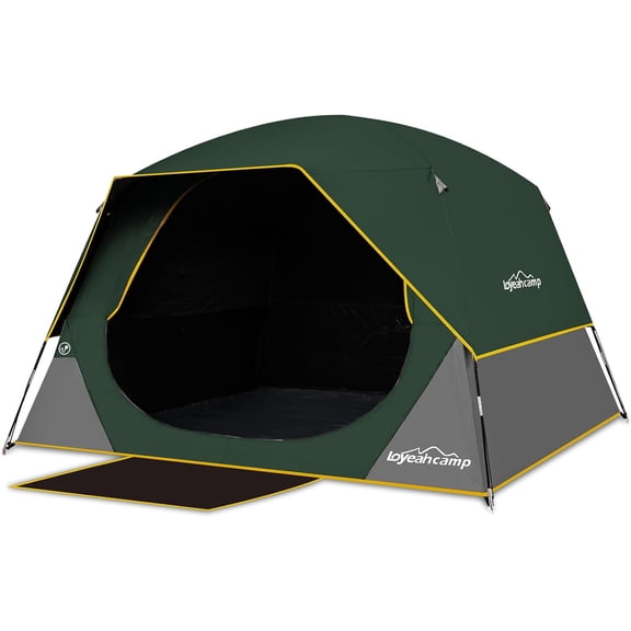 4 Person Dark Green Blackout Waterproof Dome Camping Tent with Rainfly