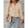thumbnail image 4 of Women'S Shirts Loose Fit Lantern Long Sleeve Ladies Blouses Smocked Cuff Business Work Fall Tops  M, 4 of 8